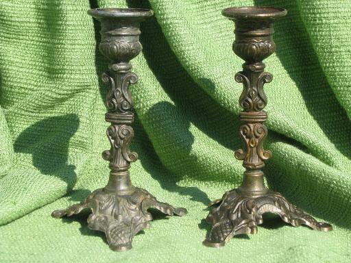 photo of vintage Italy mantlepiece garniture, portrait frames and candlesticks #2