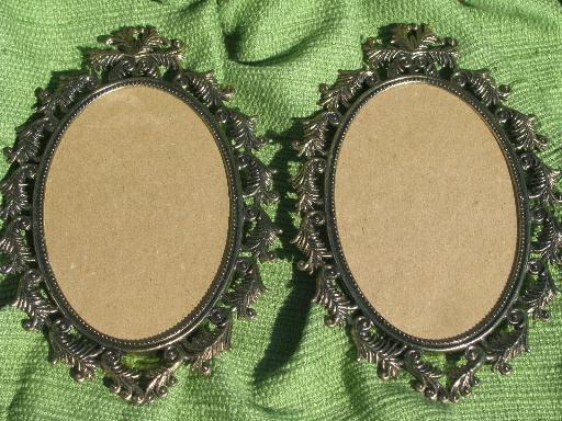 photo of vintage Italy mantlepiece garniture, portrait frames and candlesticks #6