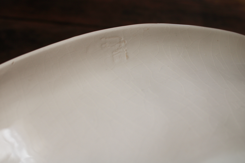 photo of vintage Italy pure white earthenware ceramic salad bowl w/ embossed strawberries  #9