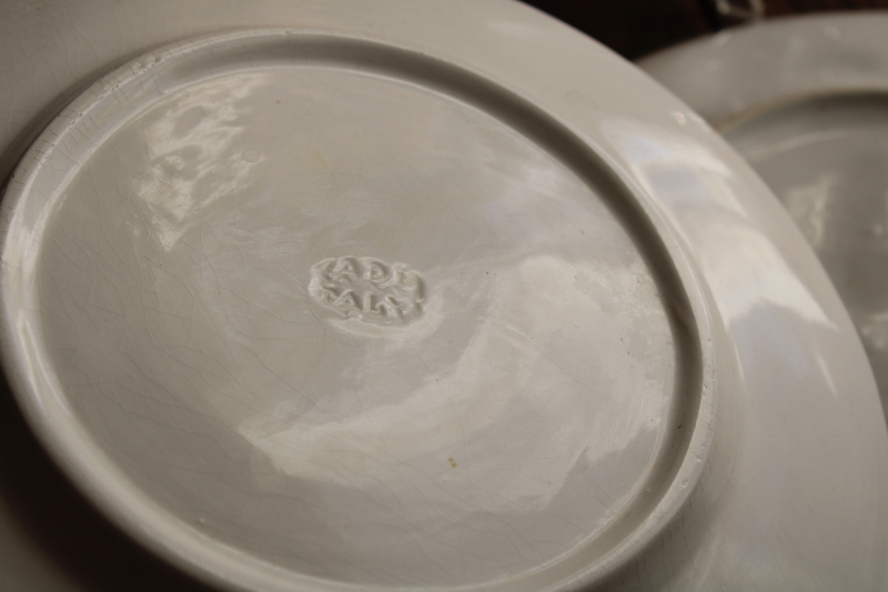 photo of vintage Italy strawberry majolica pottery plates, embossed strawberries all white glaze ceramic #8