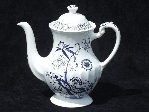 photo of vintage J & G Meakin Blue Nordic blue & white onion pattern coffee pot #1