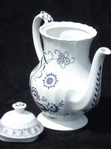 photo of vintage J & G Meakin Blue Nordic blue & white onion pattern coffee pot #2