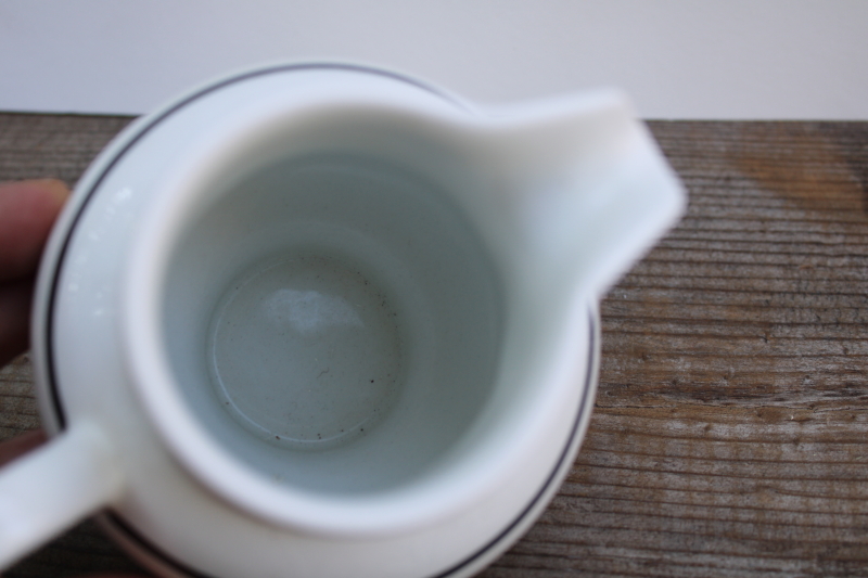 photo of vintage J & G Meakin cream pitcher, black band white china milk jug mod art deco shape  #4