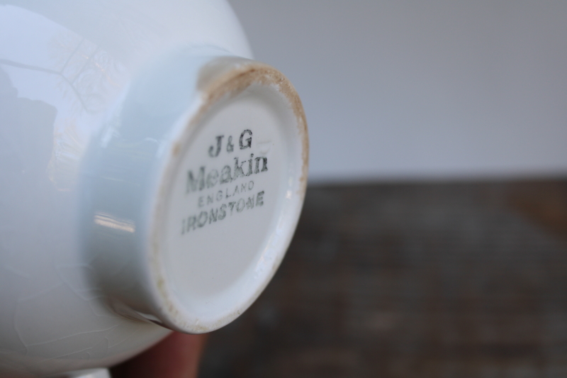 photo of vintage J & G Meakin cream pitcher, black band white china milk jug mod art deco shape  #5