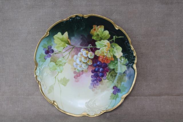 photo of vintage JPL mark Pouyat Limoges France china charger plate hand painted signed Segun #1