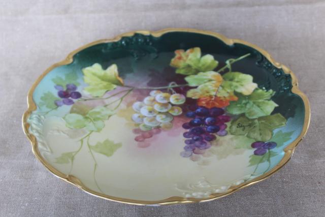 photo of vintage JPL mark Pouyat Limoges France china charger plate hand painted signed Segun #3