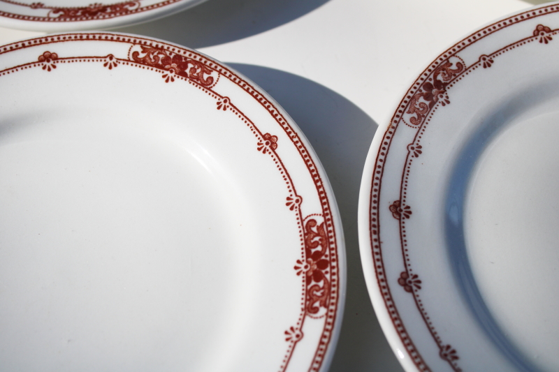 photo of vintage Jackson china restaurant ironstone brown transferware, scroll and dot border plates #2