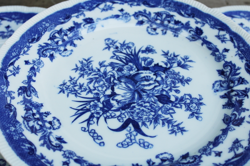 photo of vintage Japan Bluemont China dinner plates set of 6, blue & white china floral pattern  #2