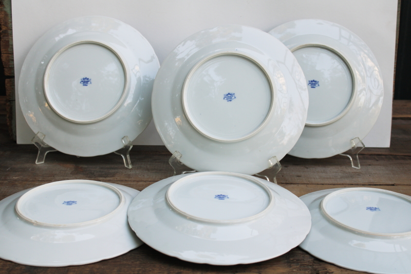 photo of vintage Japan Bluemont China dinner plates set of 6, blue & white china floral pattern  #5