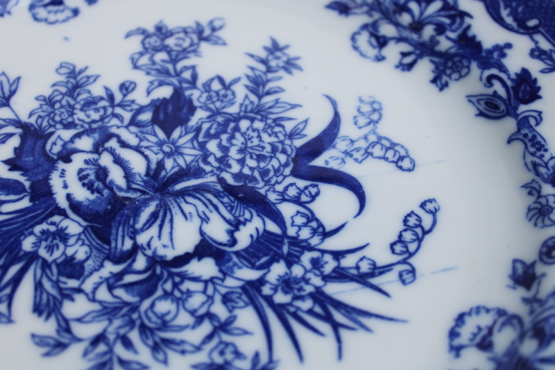 photo of vintage Japan Bluemont China dinner plates set of 6, blue & white china floral pattern  #8