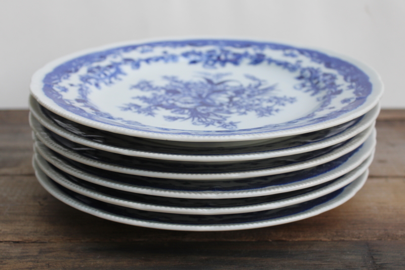 photo of vintage Japan Bluemont China dinner plates set of 6, blue & white china floral pattern  #9