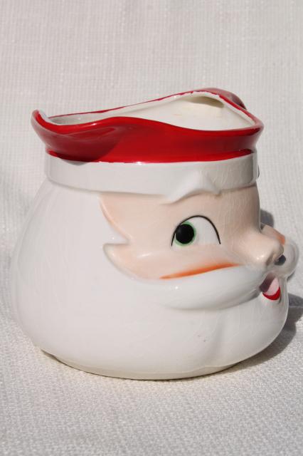 photo of vintage Japan Christmas Santa head pitcher, big smiling face milk jug, Holt Howard? #2