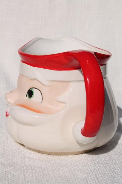 photo of vintage Japan Christmas Santa head pitcher, big smiling face milk jug, Holt Howard? #4