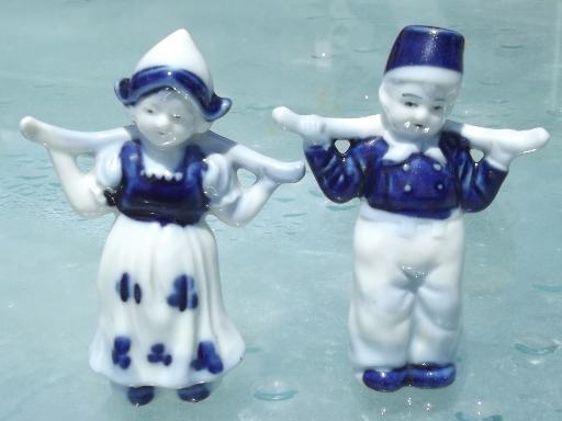 photo of vintage Japan 'Delft', blue and white china Dutch boy and girl figurines #1