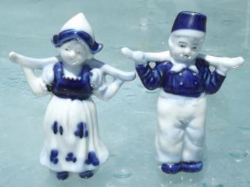 catalog photo of vintage Japan 'Delft', blue and white china Dutch boy and girl figurines