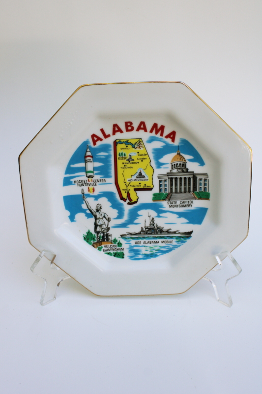 photo of vintage Japan Dixie china travel souvenir plate Alabama state landmarks #1