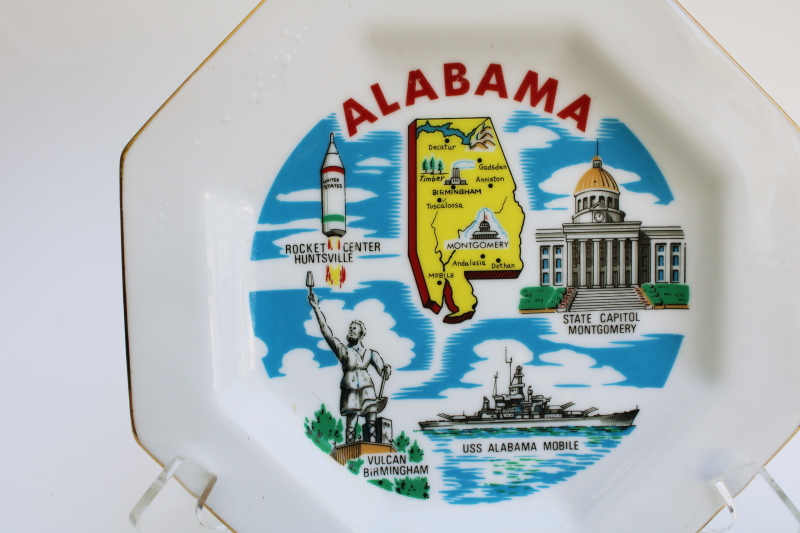 photo of vintage Japan Dixie china travel souvenir plate Alabama state landmarks #2