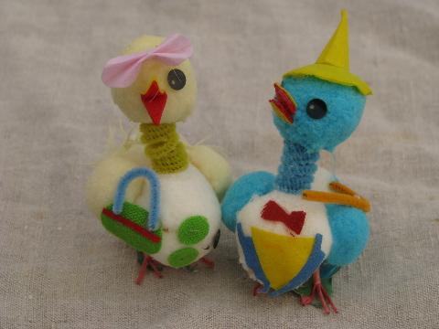 photo of vintage Japan Easter decorations, spun cotton and chenille chicks, bunnies #5