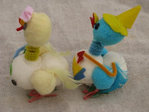 photo of vintage Japan Easter decorations, spun cotton and chenille chicks, bunnies #6