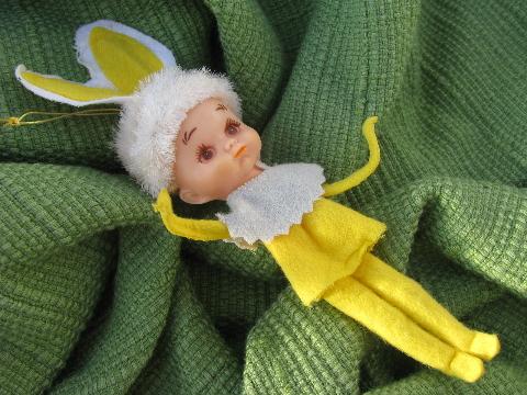 photo of vintage Japan Easter rabbit Pixie girl ornament doll w/ bunny ears #2