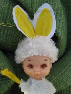 catalog photo of vintage Japan Easter rabbit Pixie girl ornament doll w/ bunny ears