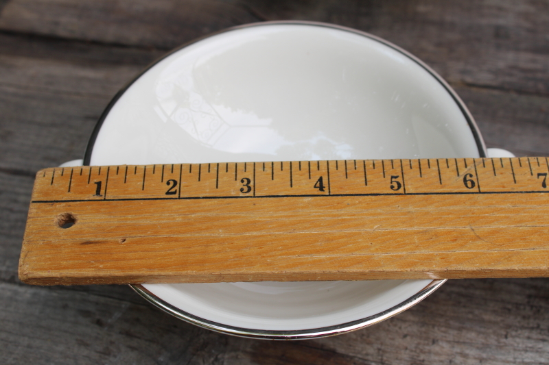 photo of vintage Japan Fine Arts china, Classic Dignity ivory porcelain cream soup bowls or bouillon cups, double handle shape #7