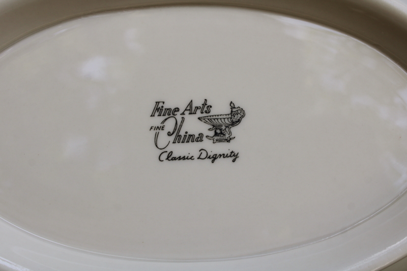 photo of vintage Japan Fine Arts china Classic Dignity platinum silver band ivory porcelain oval bowl  #2