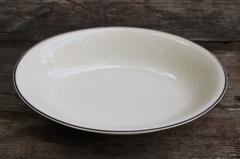 photo of vintage Japan Fine Arts china Classic Dignity platinum silver band ivory porcelain oval bowl  #4