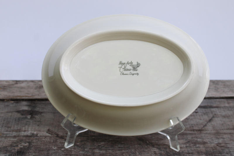 photo of vintage Japan Fine Arts china Classic Dignity platinum silver band ivory porcelain oval bowl  #5