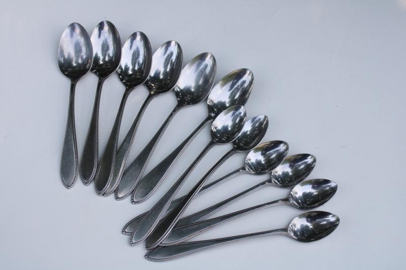 photo of vintage Japan Interpur burnished stainless steel flatware, soup spoons & iced tea #1