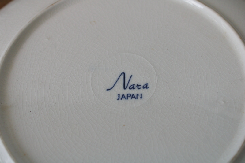 photo of vintage Japan Nara blue & white china plate, rural mountain scene w/ ancient tree & cottage  #5