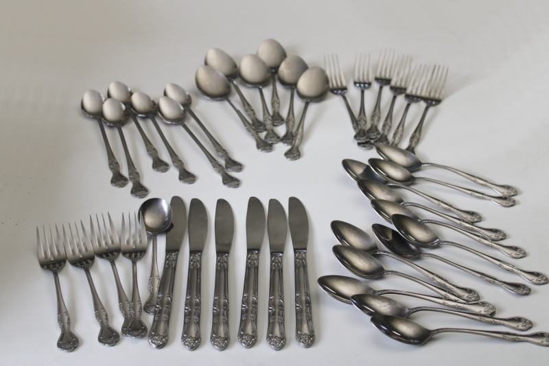 photo of vintage Japan National Stainless flatware near complete set for 6 Norma pattern #1