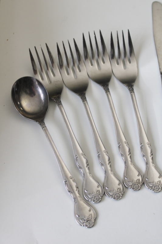 photo of vintage Japan National Stainless flatware near complete set for 6 Norma pattern #9