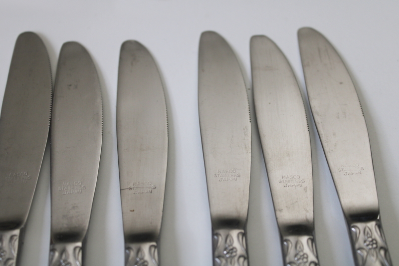 photo of vintage Japan National Stainless flatware near complete set for 6 Norma pattern #10