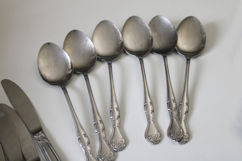 photo of vintage Japan National Stainless flatware near complete set for 6 Norma pattern #12