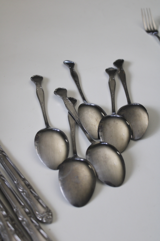 photo of vintage Japan National Stainless flatware near complete set for 6 Norma pattern #13