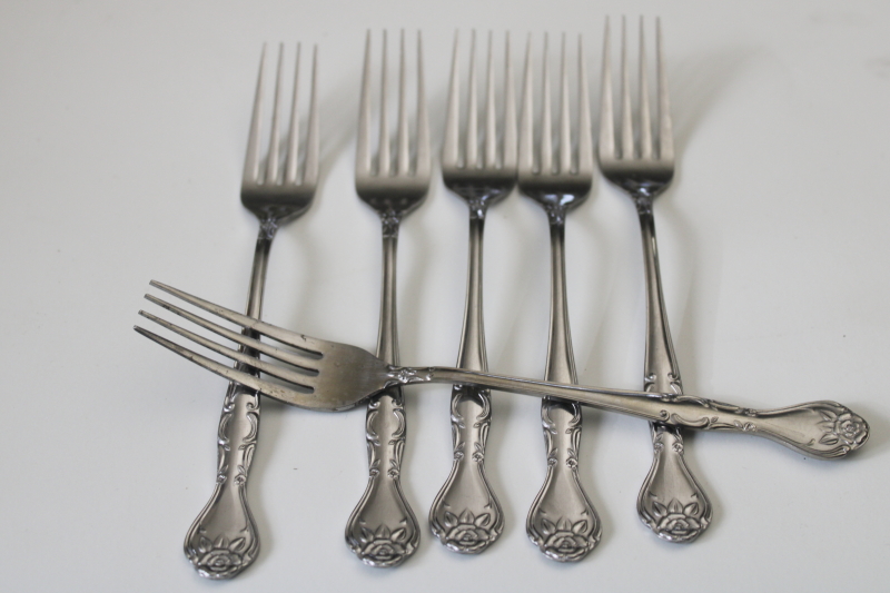 photo of vintage Japan National Stainless flatware near complete set for 6 Norma pattern #14