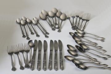 catalog photo of vintage Japan National Stainless flatware near complete set for 6 Norma pattern 