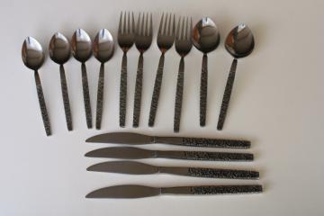 catalog photo of vintage Japan Oneida Northland stainless flatware embossed pansies floral OHS46