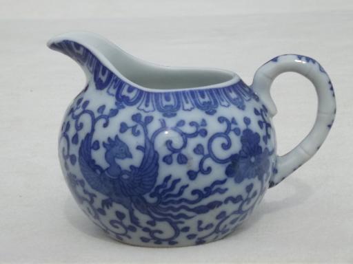 photo of vintage Japan  Phoenix ware blue & white china tea set, teapot, cream & sugar #8