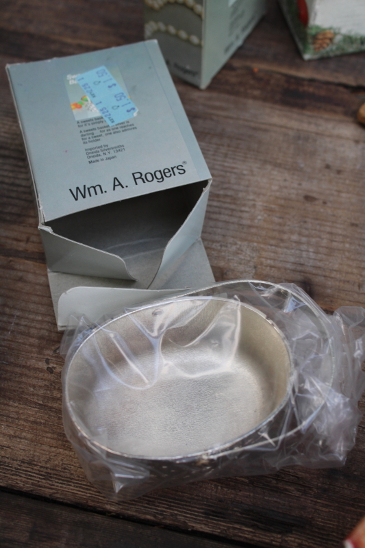 photo of vintage Japan Rogers silver plate novelties lot, Christmas candle holders, trinket box, snails, ducks  #7