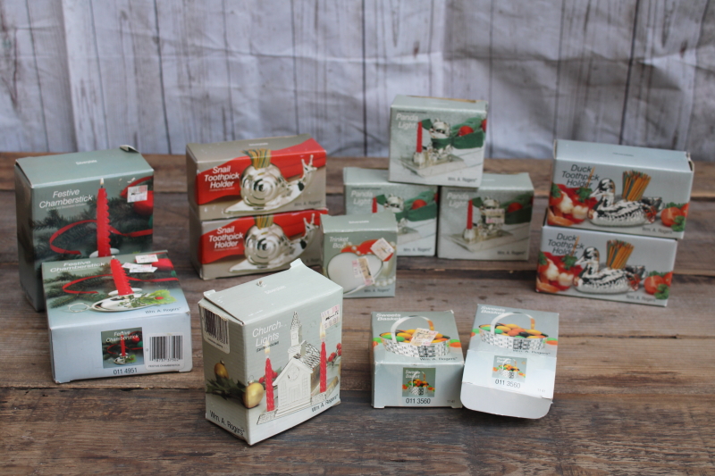 photo of vintage Japan Rogers silver plate novelties lot, Christmas candle holders, trinket box, snails, ducks  #14