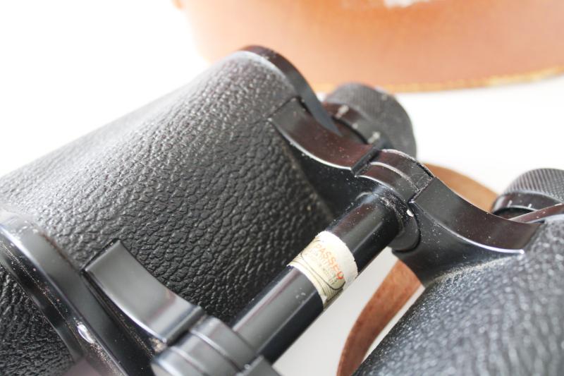 photo of vintage Japan binoculars in leather case, Three Star triple tested coated lenses #10