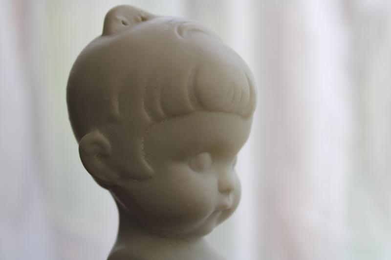 photo of vintage Japan bisque china doll to paint, toddler girl w/ chubby legs, hair bow #2