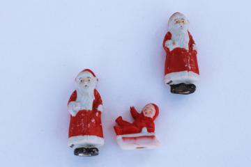 catalog photo of vintage Japan bisque china figurines, Christmas baby & Santas frozen charlotte dolls