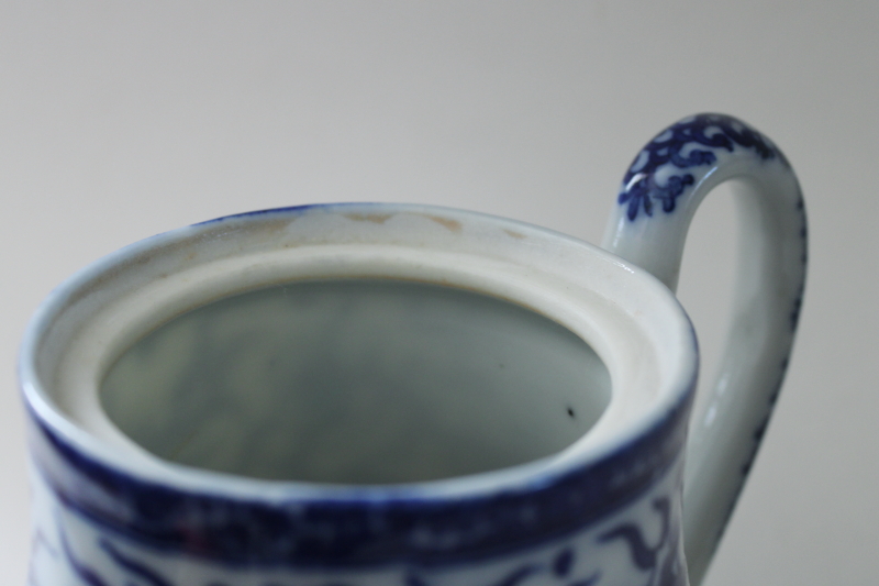 photo of vintage Japan blue & white porcelain tea pot, Chinese dragon ware chinoiserie china  #5