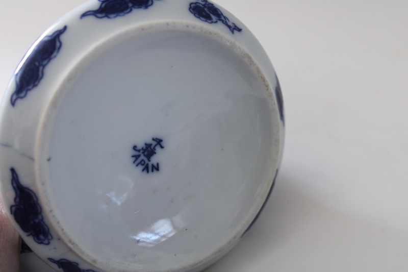 photo of vintage Japan blue & white porcelain tea pot, Chinese dragon ware chinoiserie china  #6