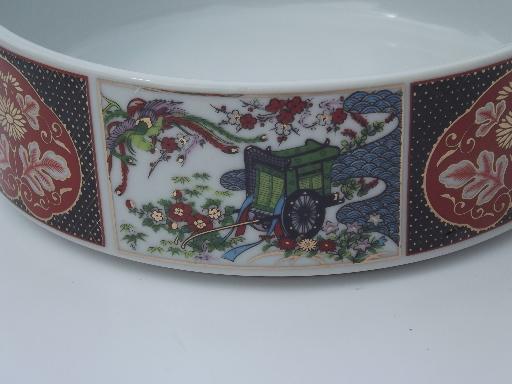 photo of vintage Japan blue & red Imari porcelain, large round china box #5