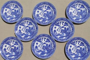 catalog photo of vintage Japan blue willow china bread & butter or dessert plates set of 8