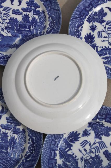 photo of vintage Japan blue willow china set of 8 dinner plates, Japanese willow ware #5